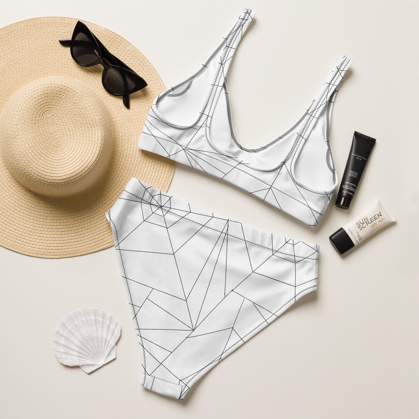 Recycled high-waisted spiderweb bikini