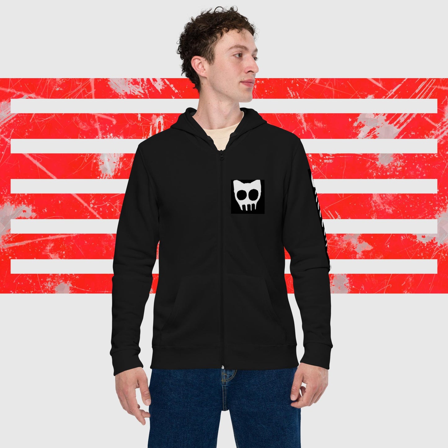 Unisex emo cat zip hoodie